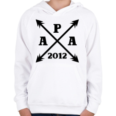 PRINTFASHION apa egyedi évszámmal fekete - Gyerek kapucnis pulóver - Fehér