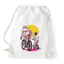PRINTFASHION Apa és fia biciklin - Sportzsák, Tornazsák - Fehér tornazsák