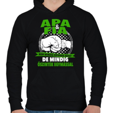 PRINTFASHION Apa és Fia - Férfi kapucnis pulóver - Fekete férfi pulóver, kardigán