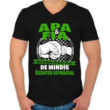 PRINTFASHION Apa és Fia - Férfi V-nyakú póló - Fekete férfi póló