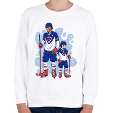 PRINTFASHION Apa és fia hokis - Gyerek pulóver - Fehér gyerek pulóver, kardigán