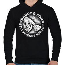 PRINTFASHION Apa és fia - örökre barátok - Férfi kapucnis pulóver - Fekete férfi pulóver, kardigán