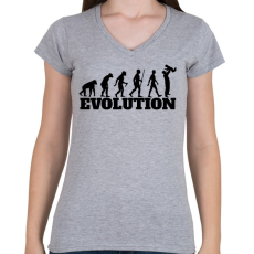 PRINTFASHION APA evolúció - Női V-nyakú póló - Sport szürke