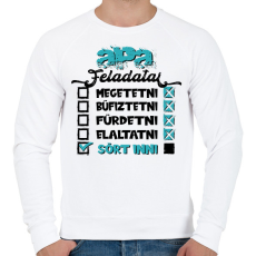 PRINTFASHION Apa feladatai - fekete szöveggel - Férfi pulóver - Fehér