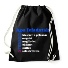 PRINTFASHION Apa feladatai - Sportzsák, Tornazsák - Fekete tornazsák