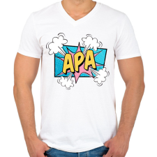 PRINTFASHION Apa - Férfi V-nyakú póló - Fehér férfi póló