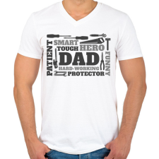 PRINTFASHION Apa - Férfi V-nyakú póló - Fehér férfi póló