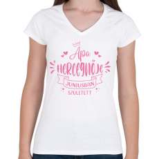 PRINTFASHION Apa hercegnője - Hónappal - Női V-nyakú póló - Fehér