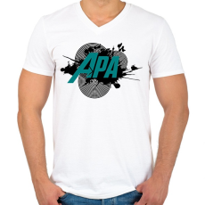 PRINTFASHION apa hős - Férfi V-nyakú póló - Fehér
