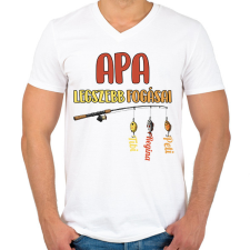 PRINTFASHION Apa legszebb fogásai egyedi nevekkel - Férfi V-nyakú póló - Fehér férfi póló