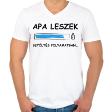 PRINTFASHION Apa leszek betöltése folyamatban - Férfi V-nyakú póló - Fehér férfi póló