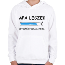 PRINTFASHION Apa leszek betöltése folyamatban - Gyerek kapucnis pulóver - Fehér gyerek pulóver, kardigán