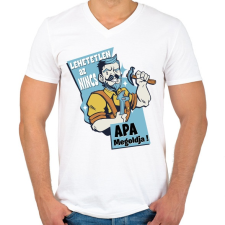 PRINTFASHION Apa megoldja - szuper apu - Férfi V-nyakú póló - Fehér férfi póló