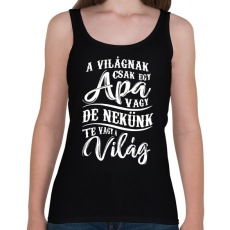 PRINTFASHION Apa nekünk te vagy a világ - Női atléta - Fekete