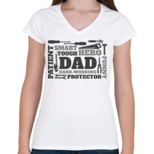 PRINTFASHION Apa - Női V-nyakú póló - Fehér női póló