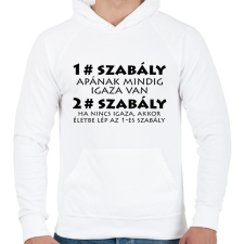 PRINTFASHION Apa szabályai - Férfi kapucnis pulóver - Fehér férfi pulóver, kardigán