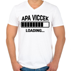 PRINTFASHION Apa viccek - loading... - Férfi V-nyakú póló - Fehér