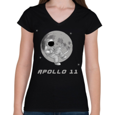 PRINTFASHION apollo11 - Női V-nyakú póló - Fekete női póló