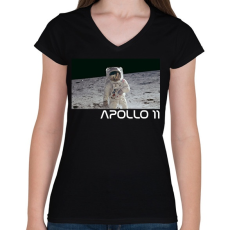 PRINTFASHION Apollo 11 - Női V-nyakú póló - Fekete
