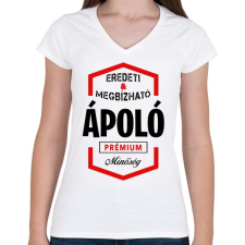 PRINTFASHION Ápoló prémium minőség - Női V-nyakú póló - Fehér női póló