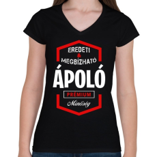 PRINTFASHION Ápoló prémium minőség - Női V-nyakú póló - Fekete