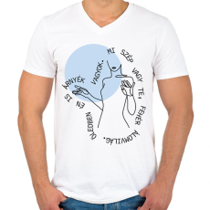 PRINTFASHION Április végén - Gárdonyi Géza - Férfi V-nyakú póló - Fehér