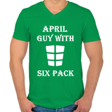 PRINTFASHION Áprilisban született kockás hasú - Férfi V-nyakú póló - Zöld férfi póló