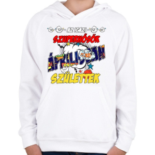 PRINTFASHION Áprilisi szuperhős - Gyerek kapucnis pulóver - Fehér gyerek pulóver, kardigán