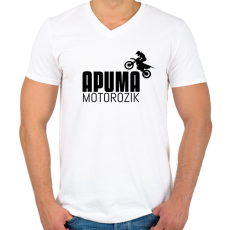PRINTFASHION APU MA MOTOROZIK - Férfi V-nyakú póló - Fehér