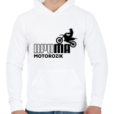 PRINTFASHION Apuma motor - Férfi kapucnis pulóver - Fehér férfi pulóver, kardigán