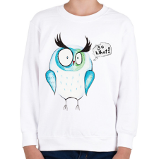 PRINTFASHION Aquarell Fura Bagoly - So What? - Gyerek pulóver - Fehér gyerek pulóver, kardigán
