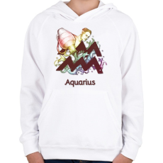 PRINTFASHION Aquarius színes - Gyerek kapucnis pulóver - Fehér
