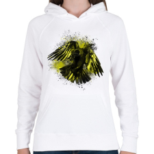 PRINTFASHION arany holló - Női kapucnis pulóver - Fehér női pulóver, kardigán