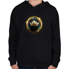 PRINTFASHION Arany lótusz - Gyerek kapucnis pulóver - Fekete gyerek pulóver, kardigán