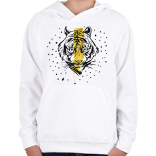 PRINTFASHION Arany tigris - Gyerek kapucnis pulóver - Fehér gyerek pulóver, kardigán