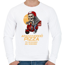 PRINTFASHION ARANYHORDÓ PIZZA - Férfi pulóver - Fehér férfi pulóver, kardigán