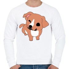 PRINTFASHION Aranyos amstaff/pitbull (barna) - Férfi pulóver - Fehér férfi pulóver, kardigán