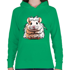 PRINTFASHION Aranyos hörcsög - Női kapucnis pulóver - Zöld