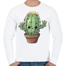 PRINTFASHION Aranyos kaktusz - Férfi pulóver - Fehér férfi pulóver, kardigán