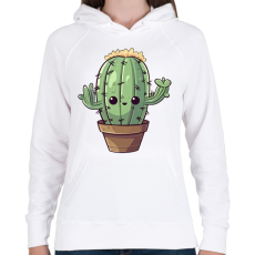PRINTFASHION Aranyos kaktusz - Női kapucnis pulóver - Fehér