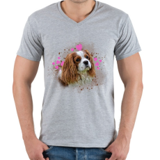 PRINTFASHION aranyos kutyus - Férfi V-nyakú póló - Sport szürke