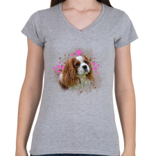PRINTFASHION aranyos kutyus - Női V-nyakú póló - Sport szürke női póló