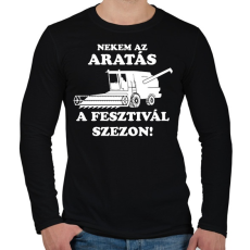 PRINTFASHION aratas fesztival  - Férfi hosszú ujjú póló - Fekete