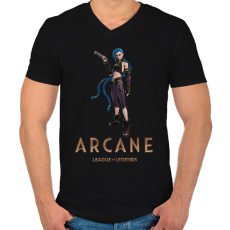 PRINTFASHION Arcane - Fortnite Jinx - Férfi V-nyakú póló - Fekete