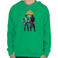 PRINTFASHION Arctic A. & Stingray Fortnite - Gyerek kapucnis pulóver - Zöld