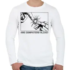 PRINTFASHION Are computers alive? - Férfi hosszú ujjú póló - Fehér férfi póló