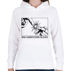 PRINTFASHION Are computers alive? - Női kapucnis pulóver - Fehér