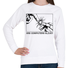 PRINTFASHION Are computers alive? - Női pulóver - Fehér