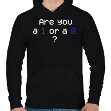 PRINTFASHION Are you 1 or 0?  - Férfi kapucnis pulóver - Fekete férfi pulóver, kardigán