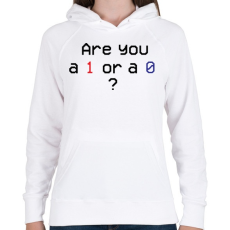 PRINTFASHION Are you 1 or 0? - Női kapucnis pulóver - Fehér